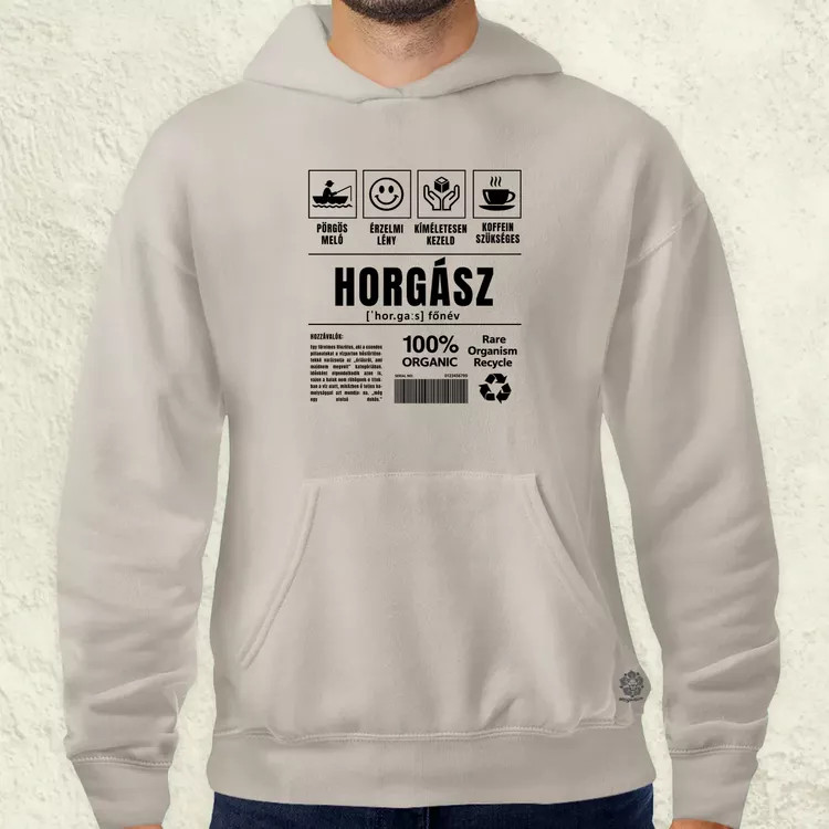 Horgász összetevői fekete férfi pulóver