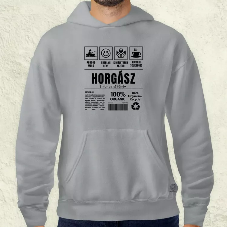 Horgász összetevői fekete férfi pulóver