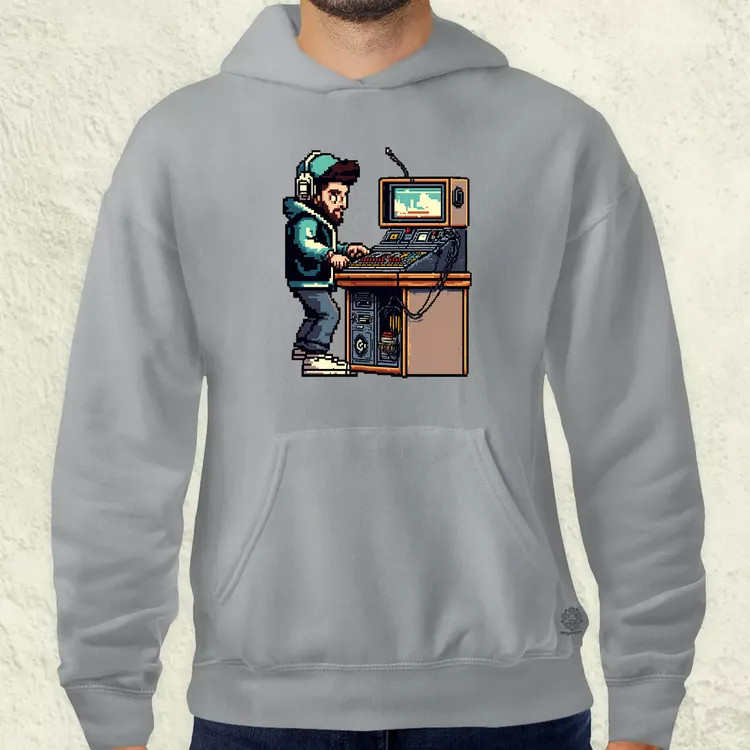 Pixelart DJ v1 férfi pulóver