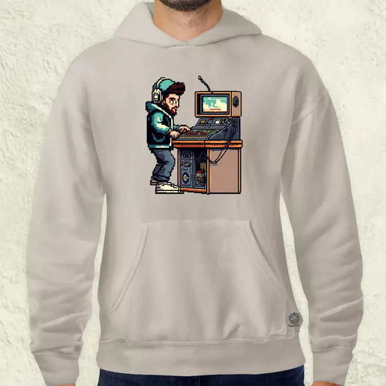 Pixelart DJ v1 férfi pulóver