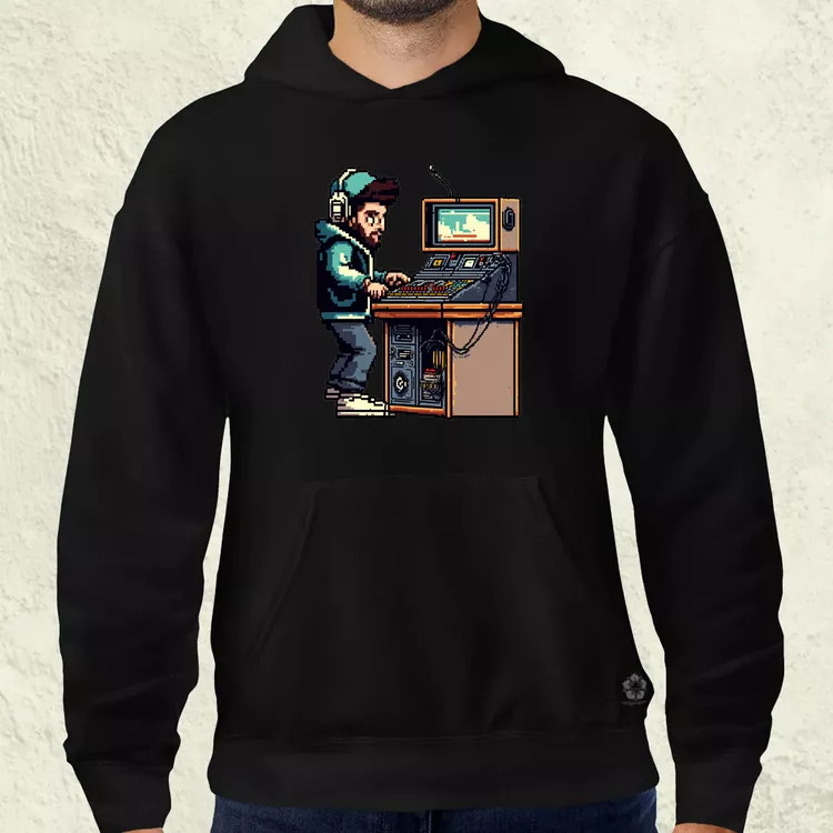 Pixelart DJ v1 férfi pulóver