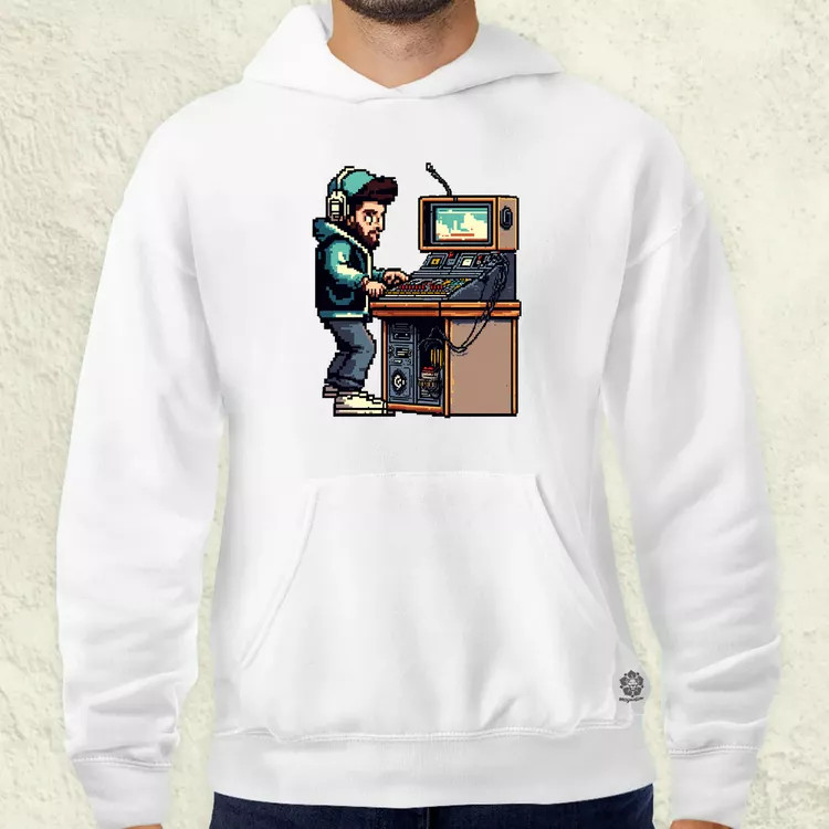Pixelart DJ v1 férfi pulóver