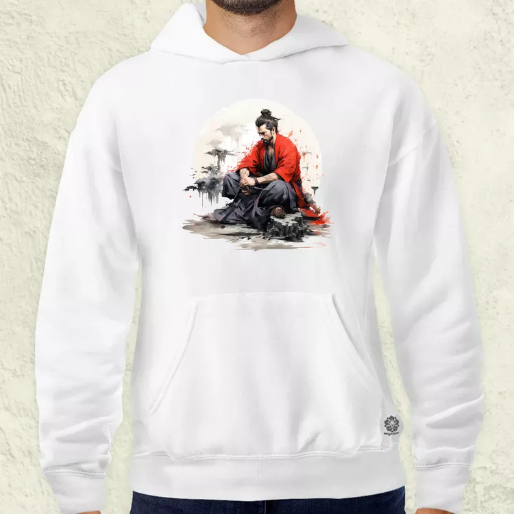 Szamuráj meditál v2 férfi pulóver