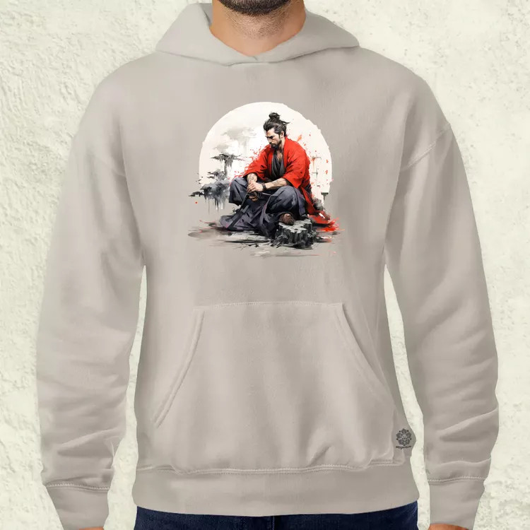 Szamuráj meditál v2 férfi pulóver
