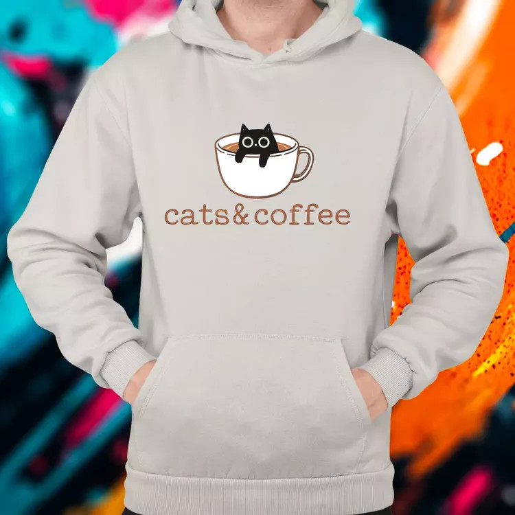 Cats and Coffee férfi pulóver