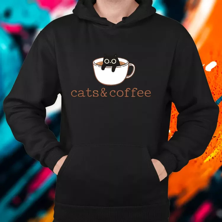 Cats and Coffee férfi pulóver