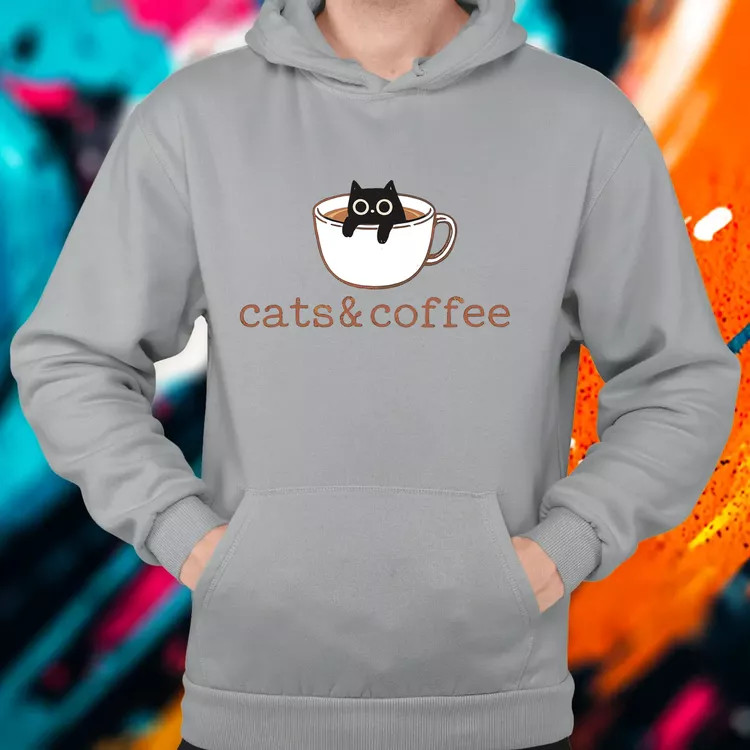 Cats and Coffee férfi pulóver
