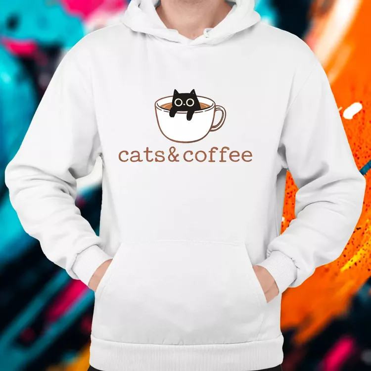 Cats and Coffee férfi pulóver