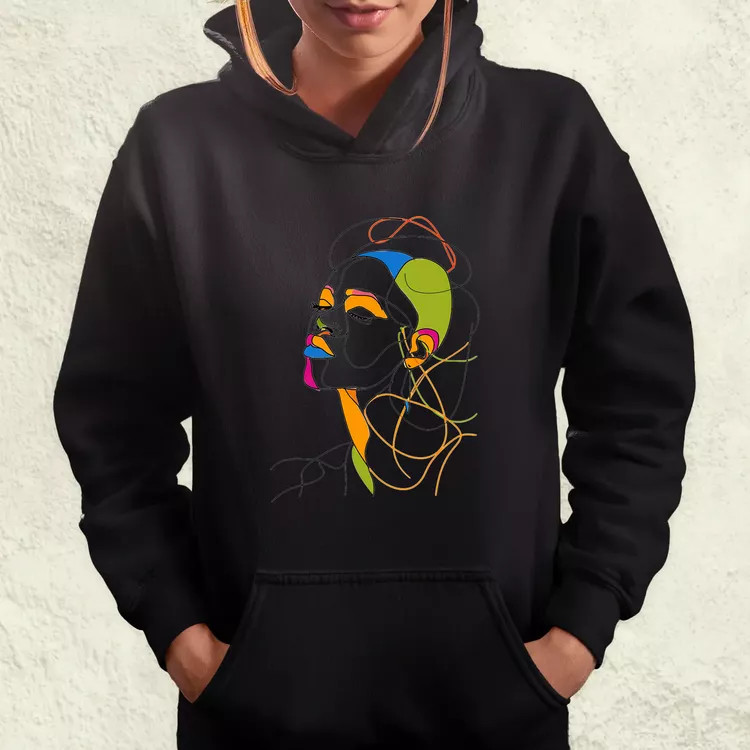 Afro nő rajz portré v1 női pulóver