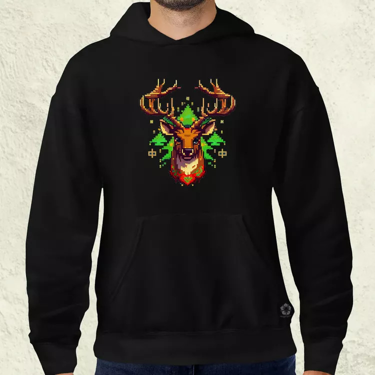 Pixelart XMAS szarvas v1 férfi pulóver