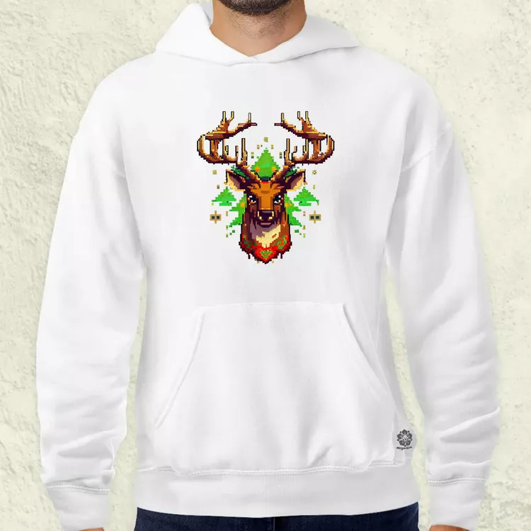 Pixelart XMAS szarvas v1 férfi pulóver