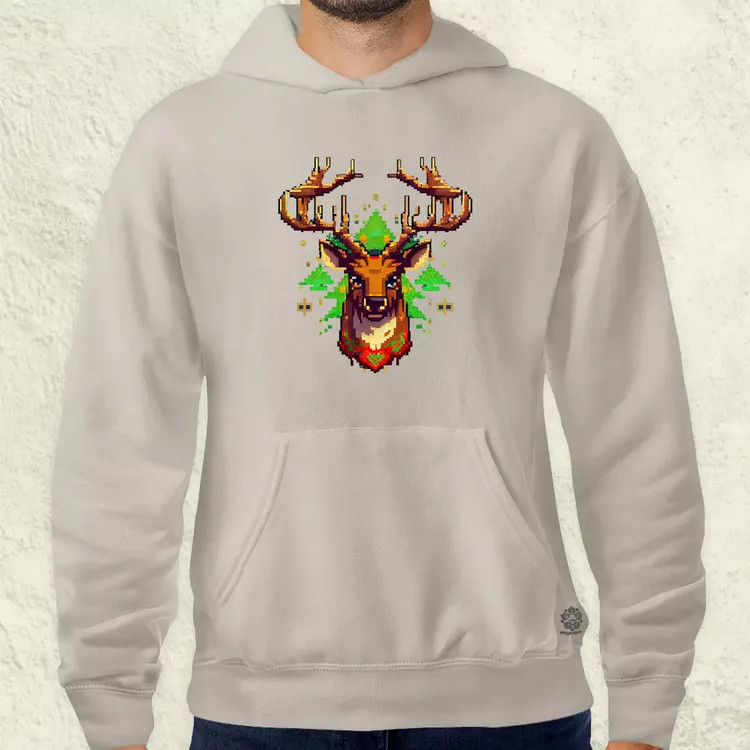 Pixelart XMAS szarvas v1 férfi pulóver