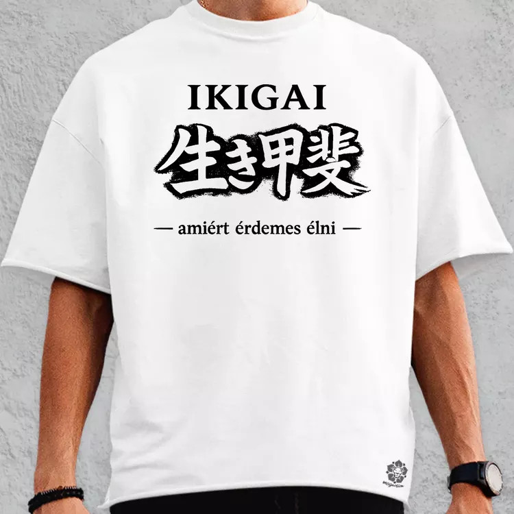 Ikigai fekete oversize póló