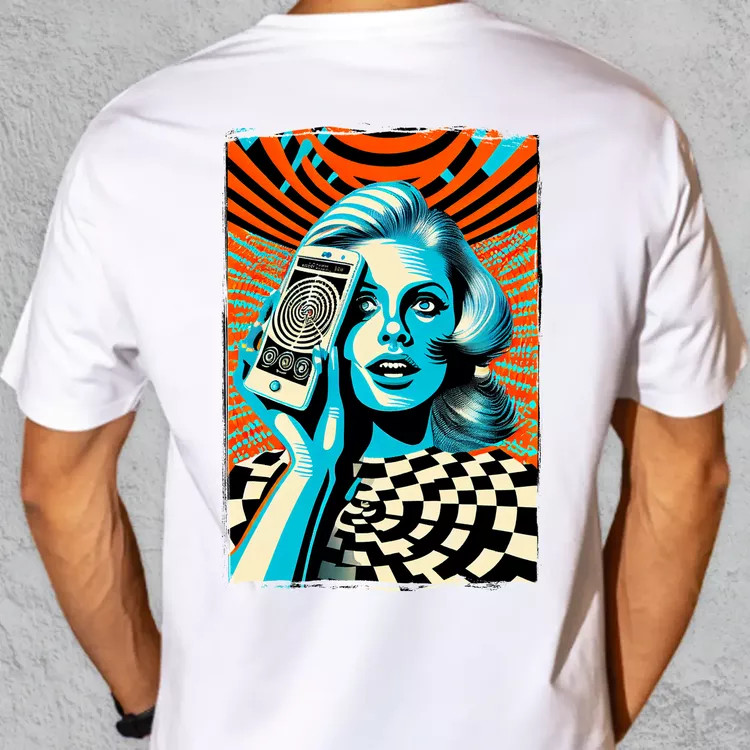 Vintage szürreális digitális technológia oversize póló