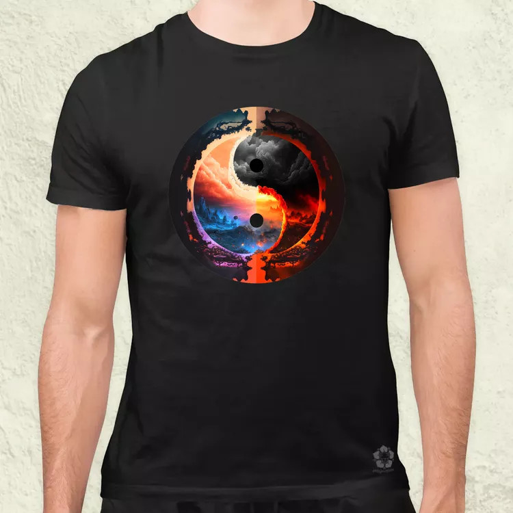 Pokol és menny Yin és Yang v1 férfi póló