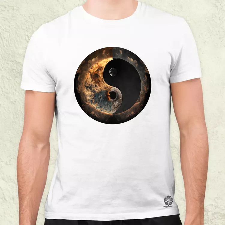 Pokol és menny Yin és Yang v2 férfi póló