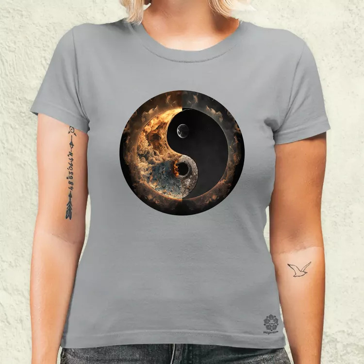 Pokol és menny Yin és Yang v2 női póló
