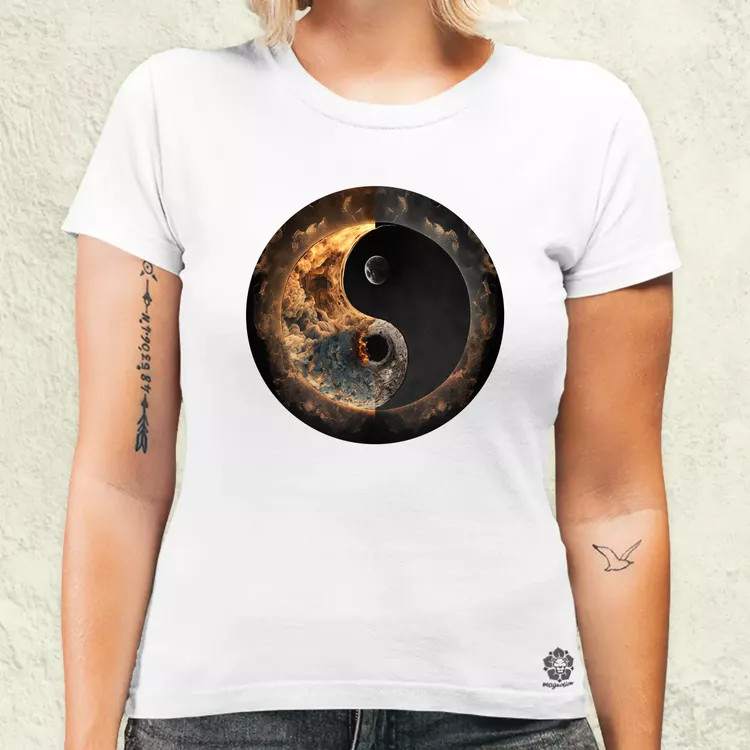 Pokol és menny Yin és Yang v2 női póló