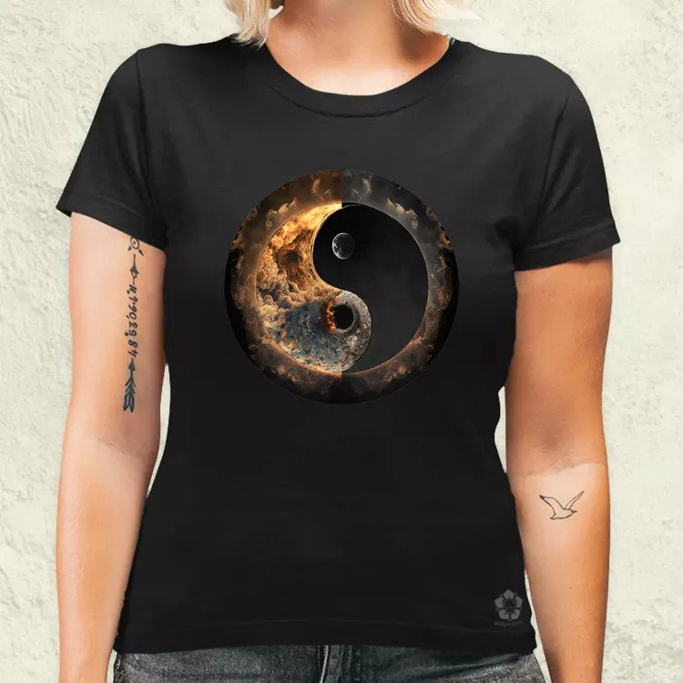 Pokol és menny Yin és Yang v2 női póló