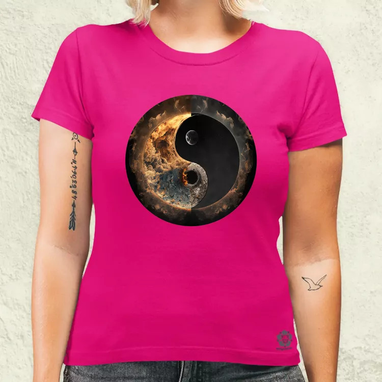 Pokol és menny Yin és Yang v2 női póló