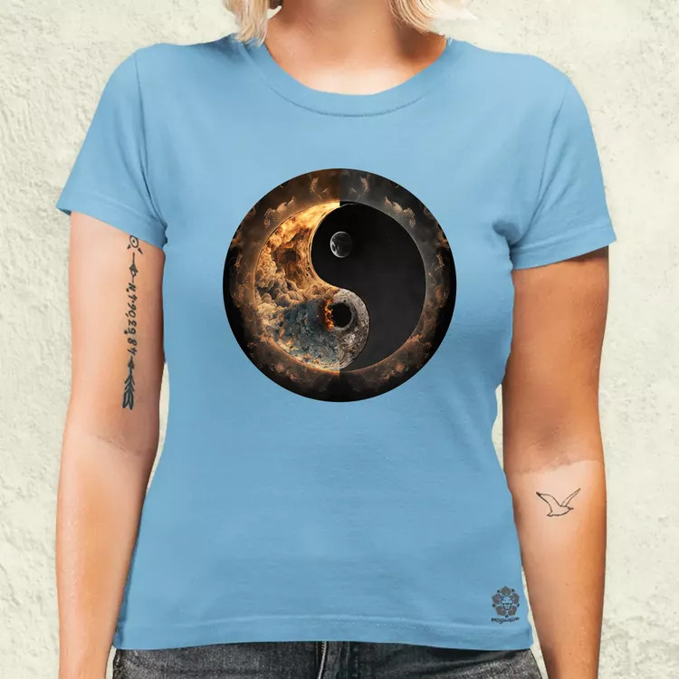 Pokol és menny Yin és Yang v2 női póló