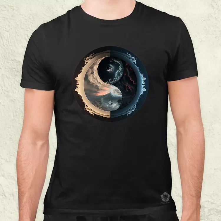 Pokol és menny Yin és Yang v3 férfi póló