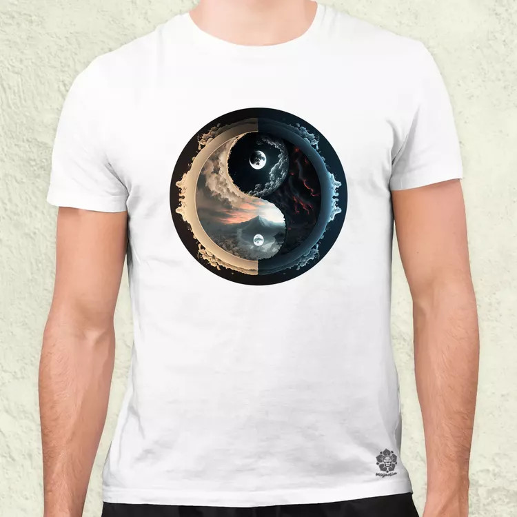 Pokol és menny Yin és Yang v3 férfi póló