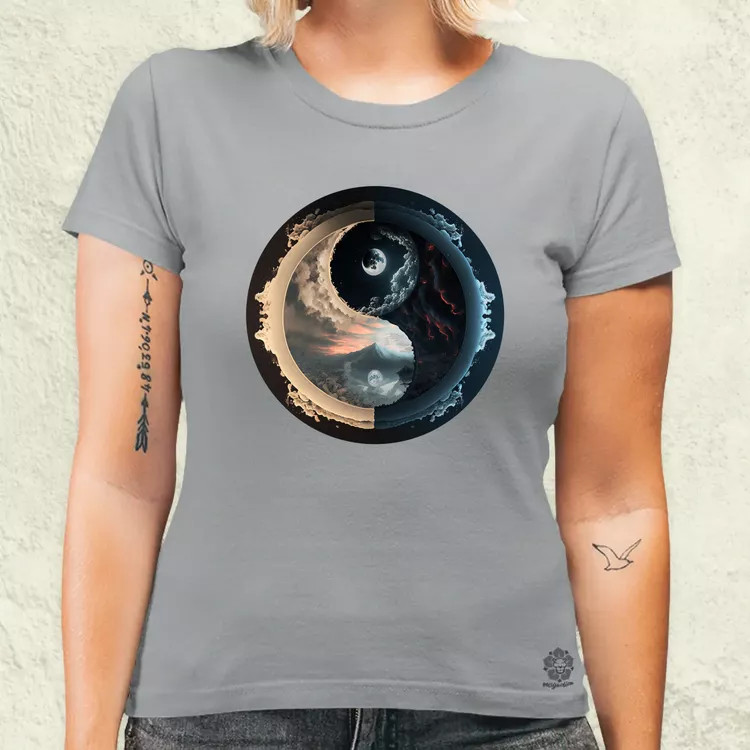 Pokol és menny Yin és Yang v3 női póló