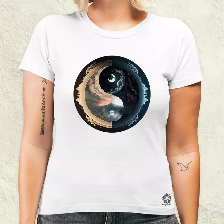 Pokol és menny Yin és Yang v3 női póló