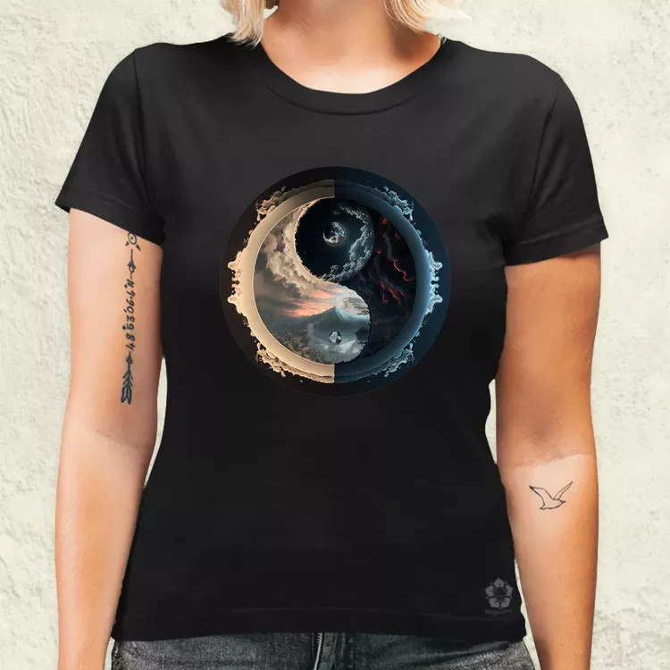 Pokol és menny Yin és Yang v3 női póló
