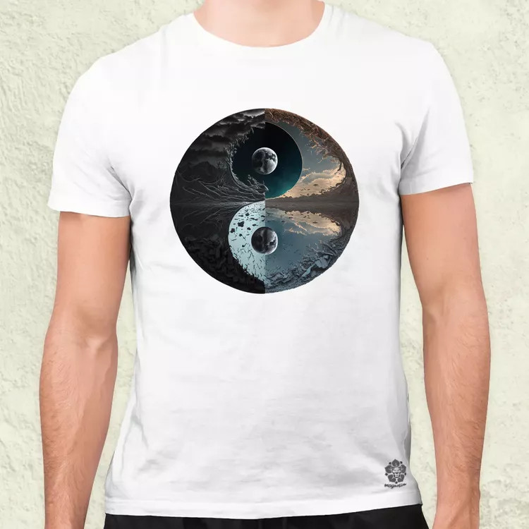 Pokol és menny Yin és Yang v4 férfi póló