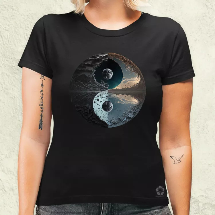 Pokol és menny Yin és Yang v4 női póló