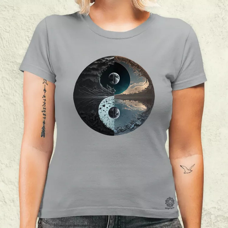 Pokol és menny Yin és Yang v4 női póló