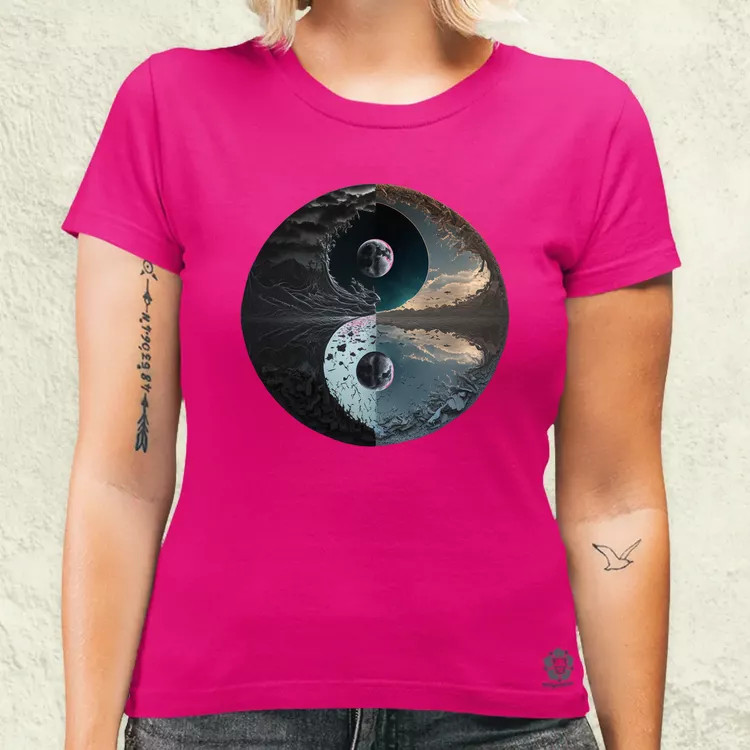 Pokol és menny Yin és Yang v4 női póló