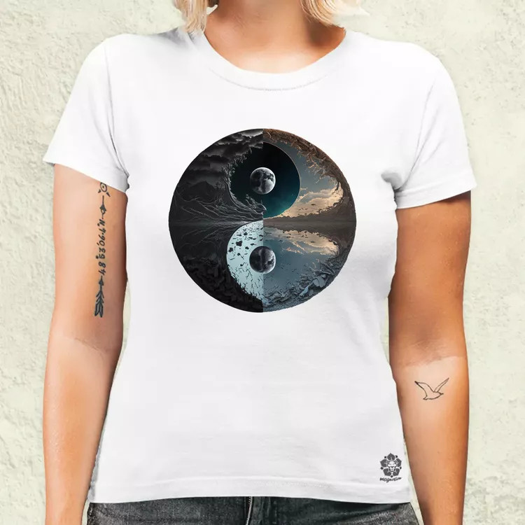 Pokol és menny Yin és Yang v4 női póló
