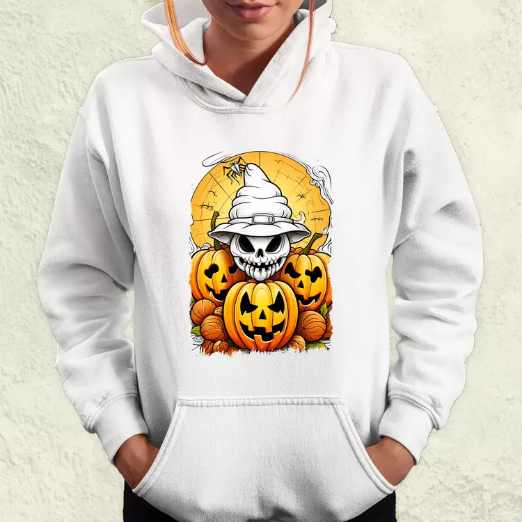 Halloween tök és koponya fantázia v11 női pulóver