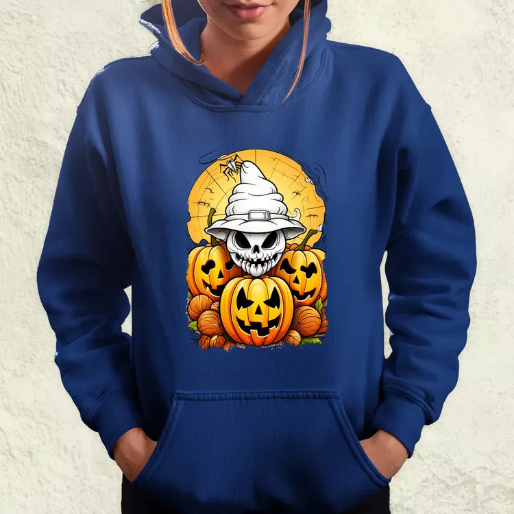 Halloween tök és koponya fantázia v11 női pulóver