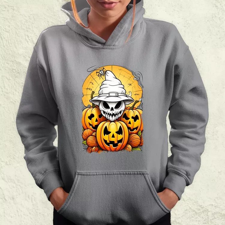 Halloween tök és koponya fantázia v11 női pulóver