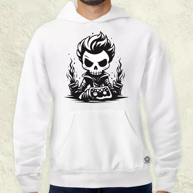 Minimál gamer koponya v1 férfi pulóver