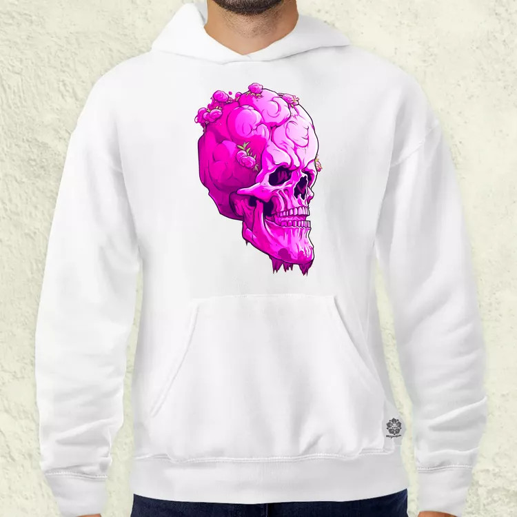 Pink koponya férfi pulóver