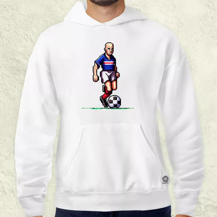 Zidane labdával pixelart férfi pulóver