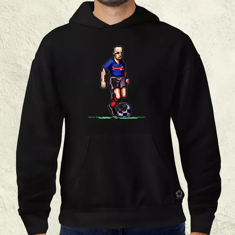 Zidane labdával pixelart férfi pulóver