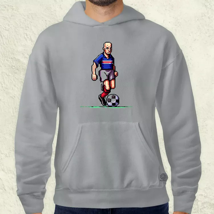 Zidane labdával pixelart férfi pulóver