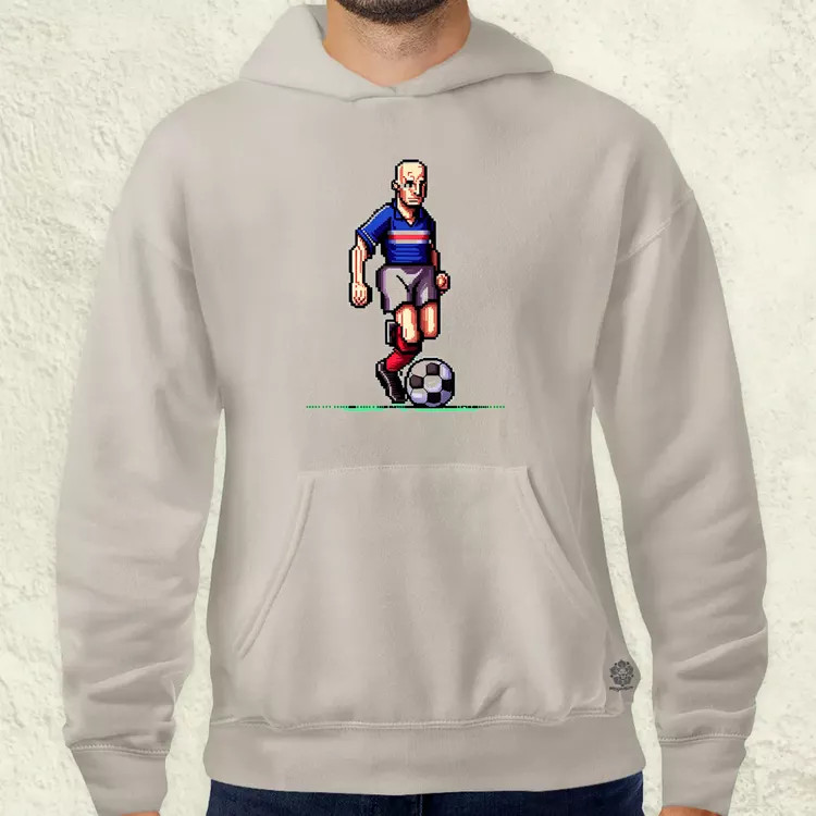 Zidane labdával pixelart férfi pulóver