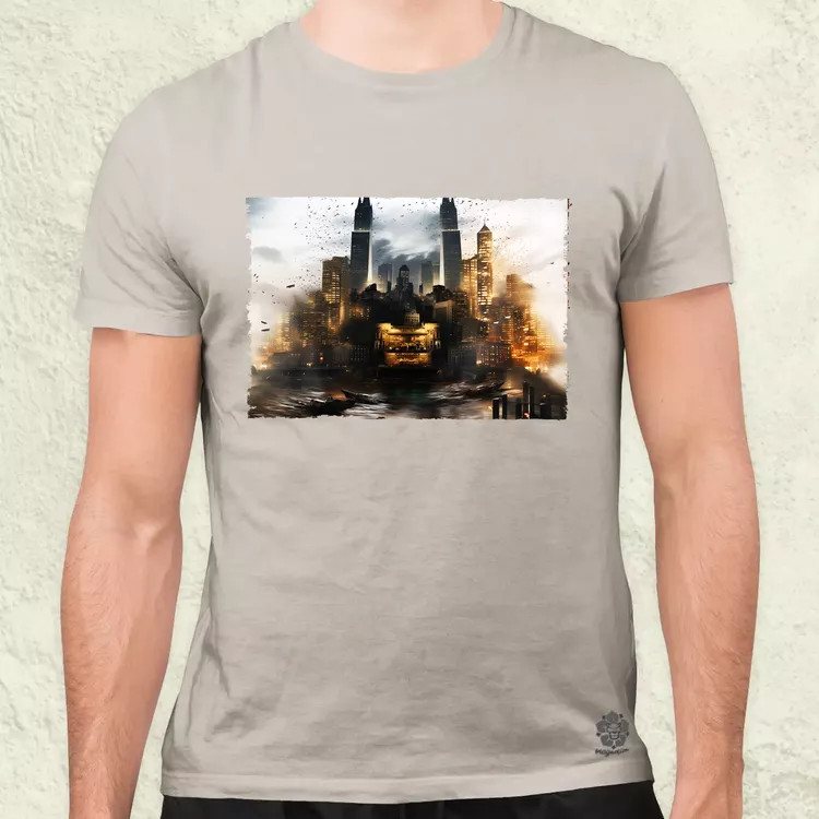 Pareidolia Batman város fantázia v2 férfi póló