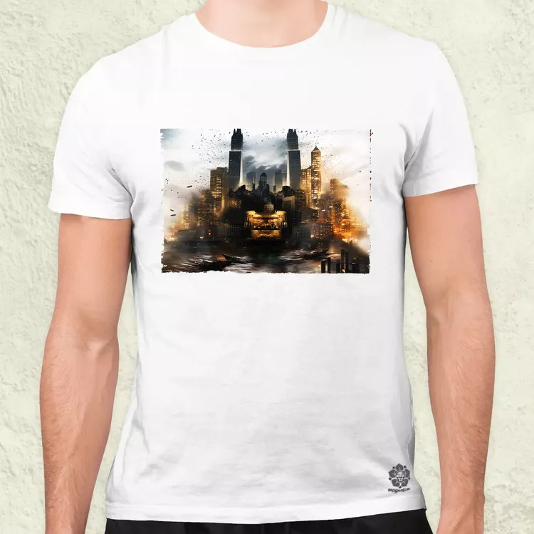Pareidolia Batman város fantázia v2 férfi póló