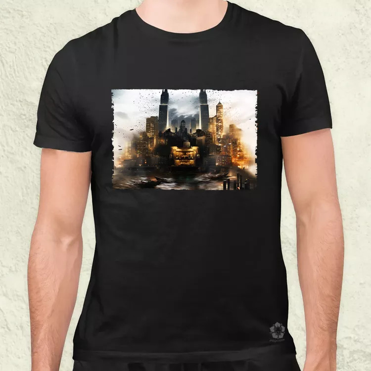 Pareidolia Batman város fantázia v2 férfi póló