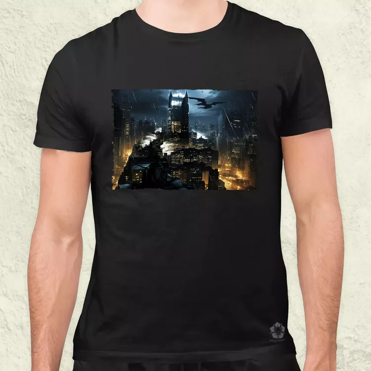 Pareidolia Batman város fantázia v3 férfi póló