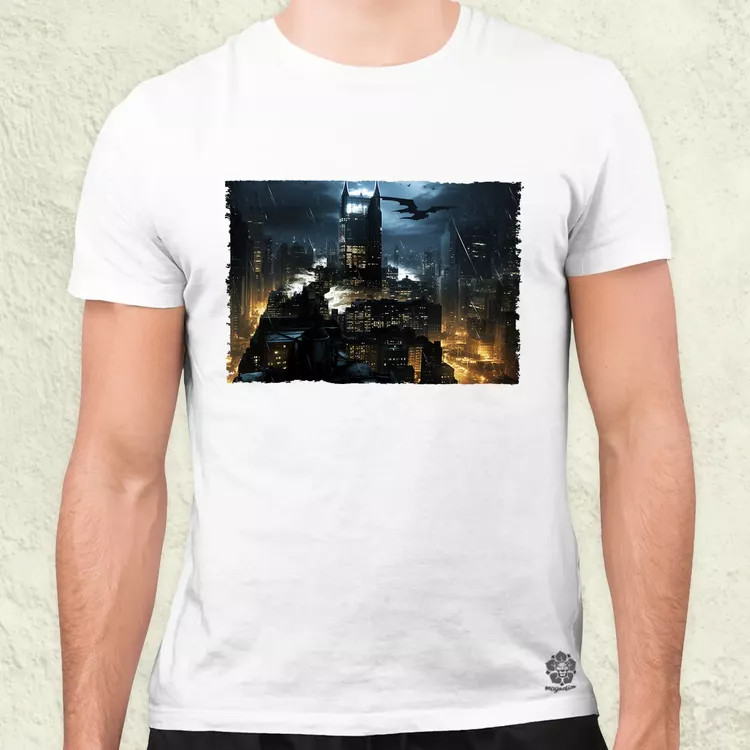 Pareidolia Batman város fantázia v3 férfi póló