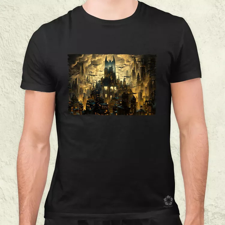 Pareidolia Batman város fantázia v4 férfi póló